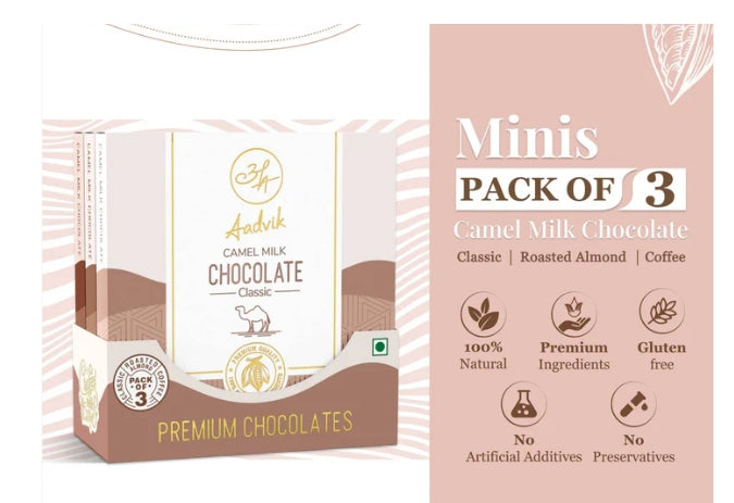 Aadvik Camel Milk Chocolate THREE PACK MINIS