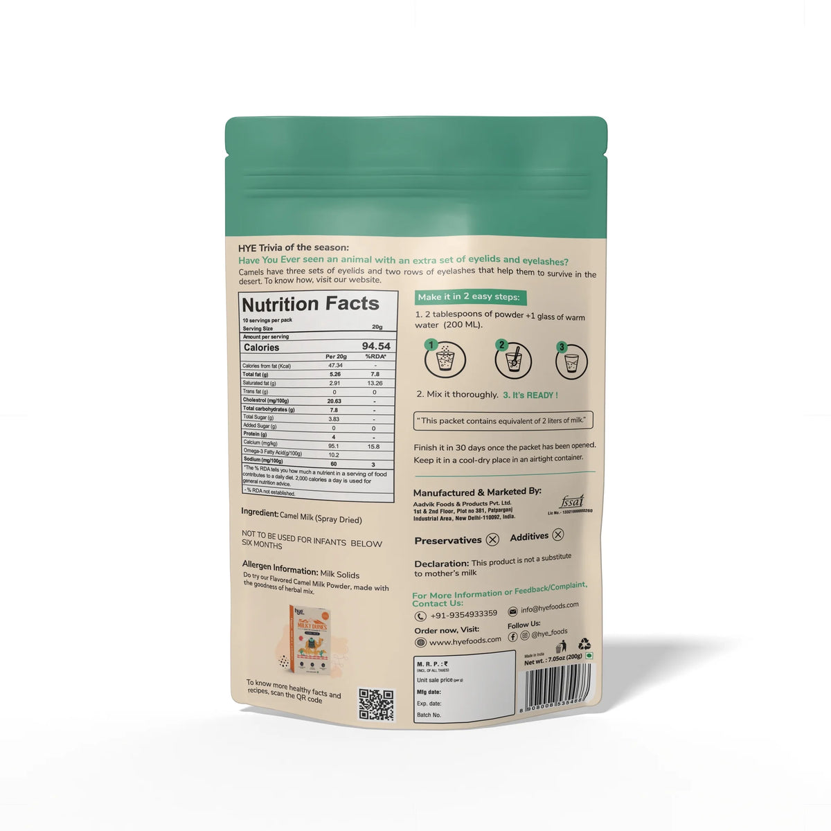Camel Milk: Imported / Dried