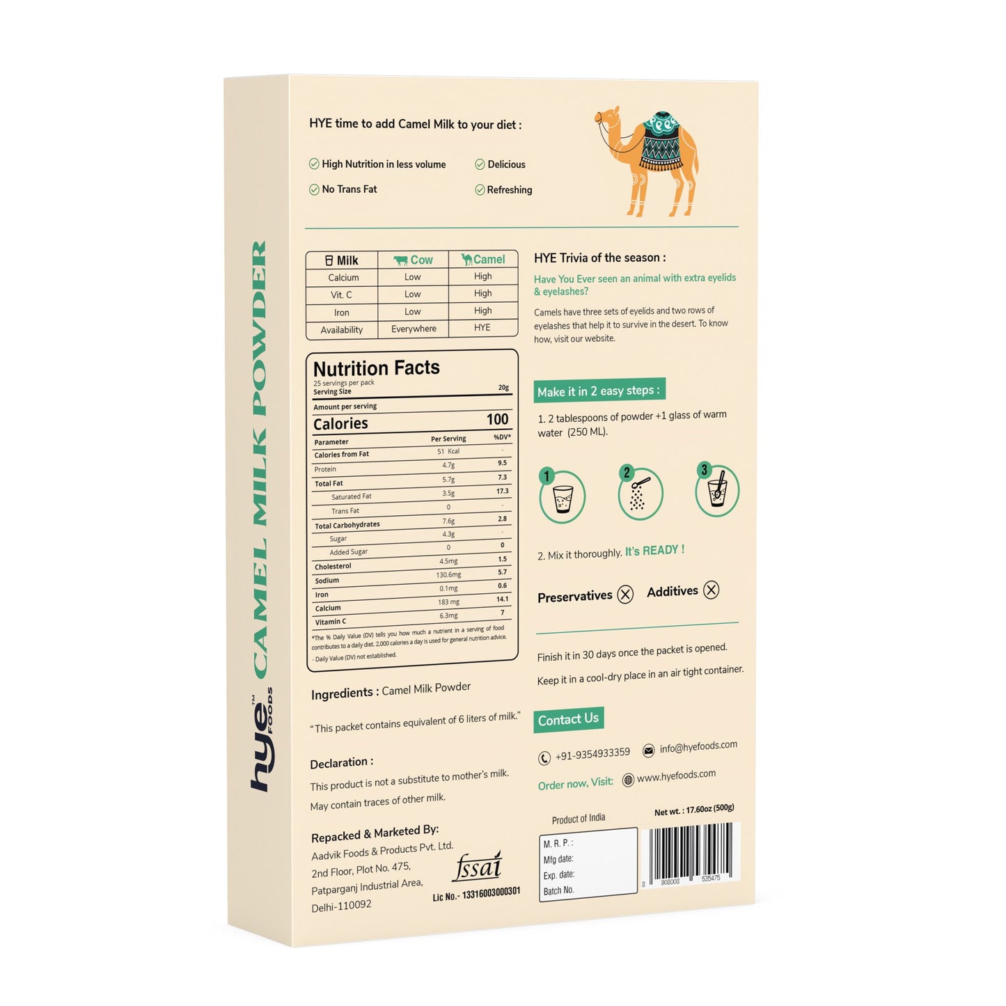 Camel Milk: Imported / Dried